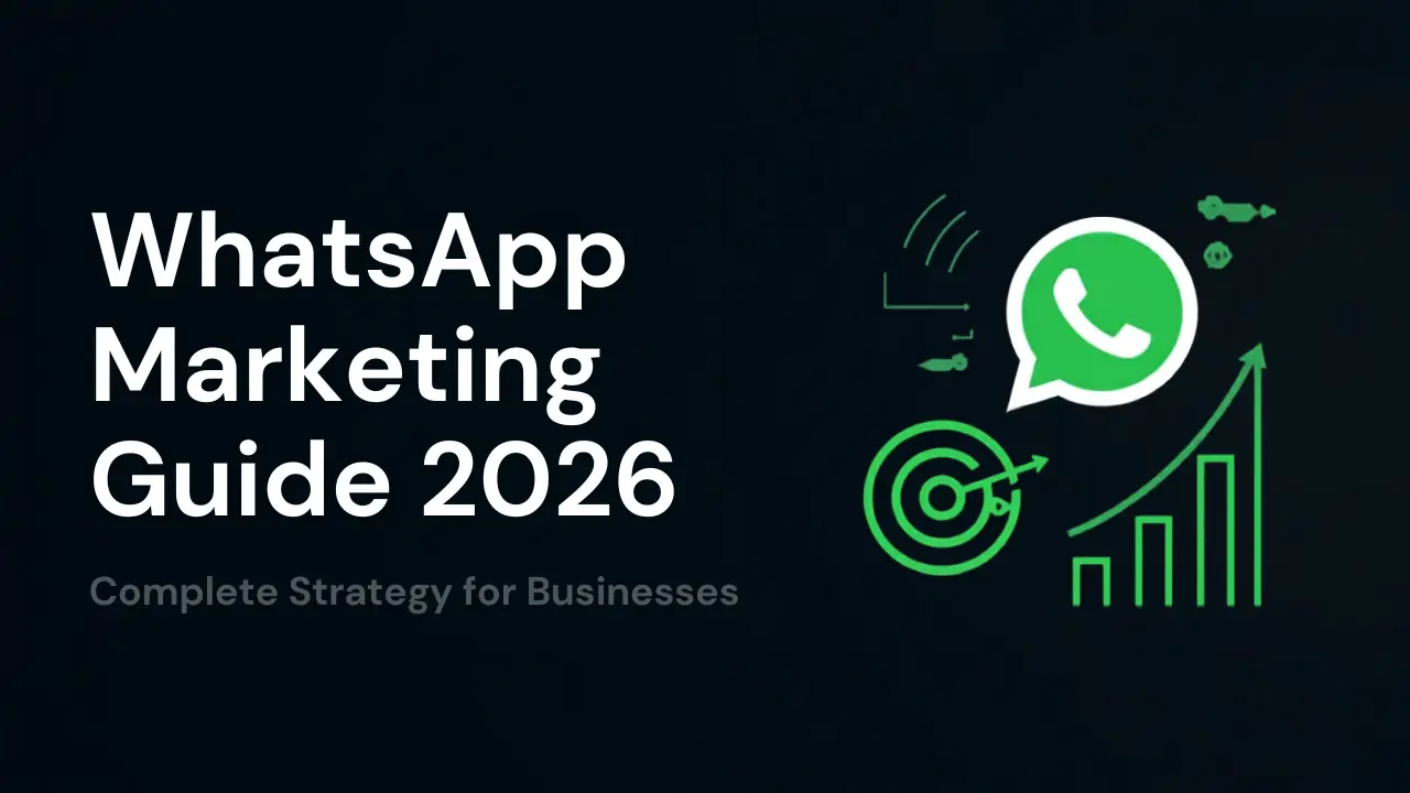 WhatsApp marketing guide 2026 with business strategy elements and growth visualization